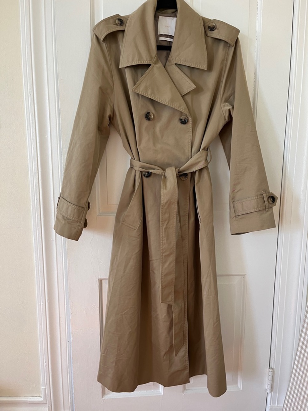 Mango Tan Water-Repellent Trench Coat